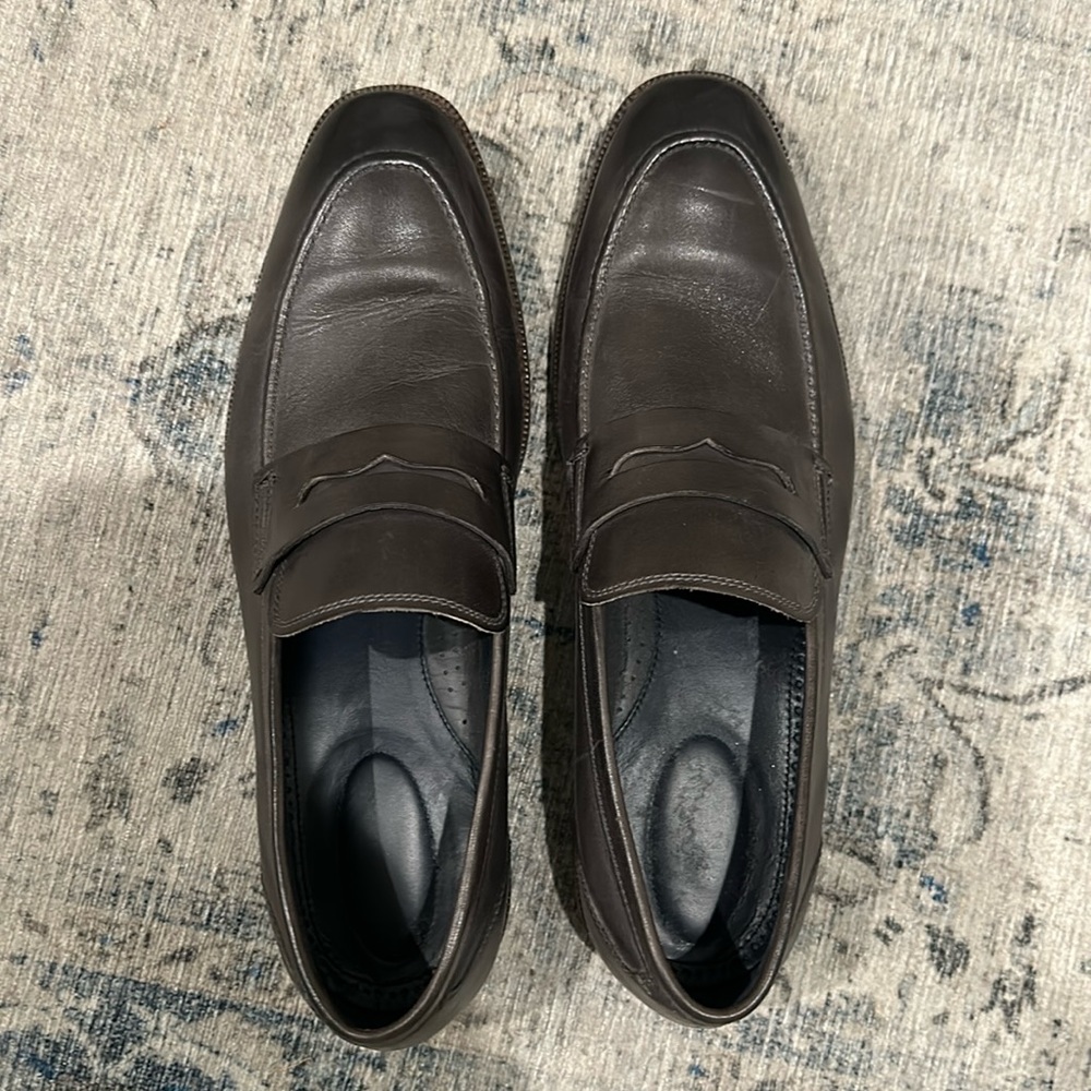 Cole Haan Mens Grand Os Dark Brown Loafers Leather Slip On Shoes 11.5 C29039